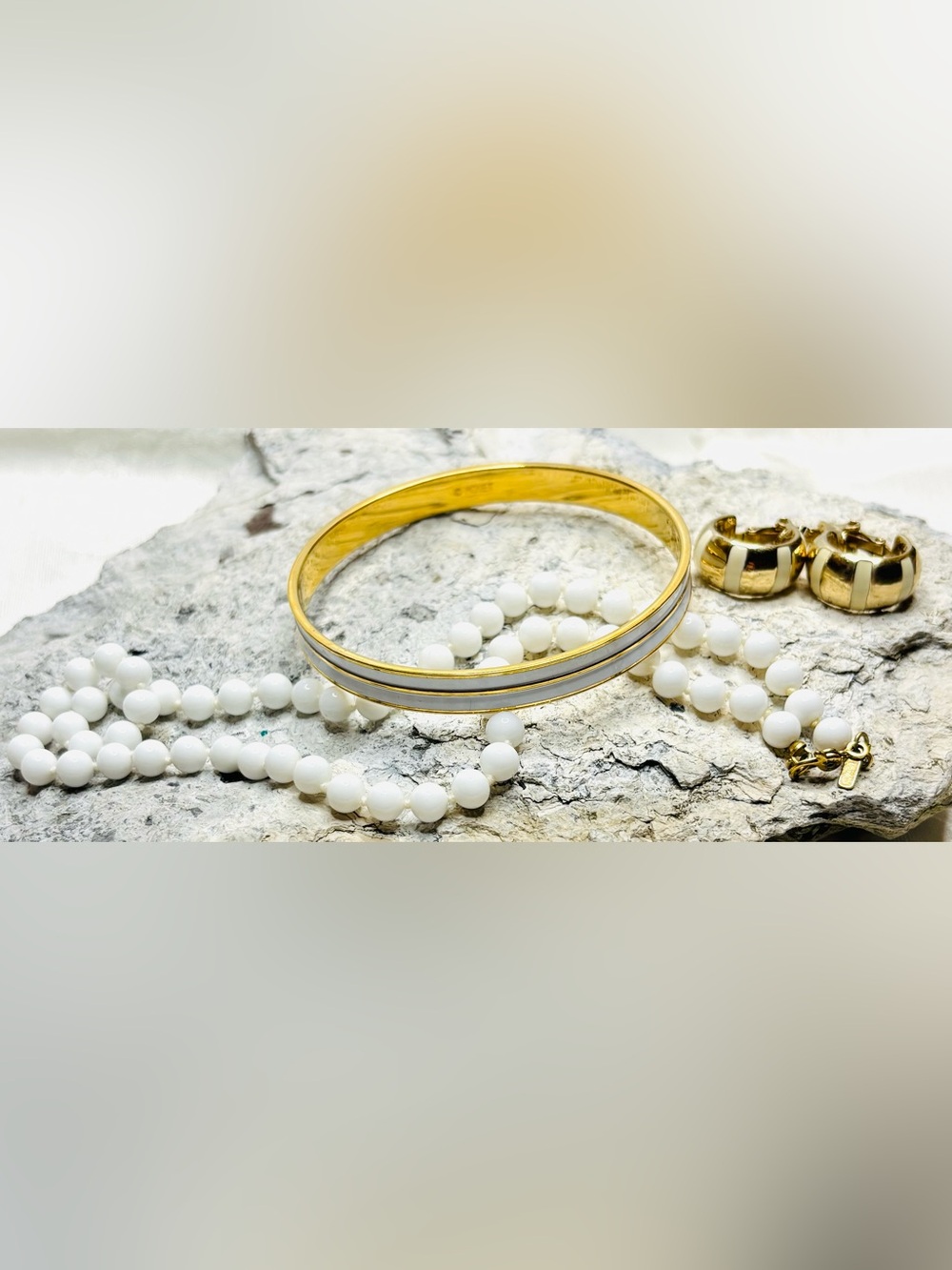 Vintage Monet White Gold Jewelry Set